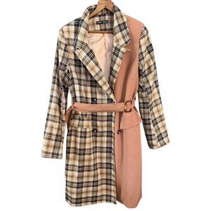 Tan & Plaid Trench Coat with Belt